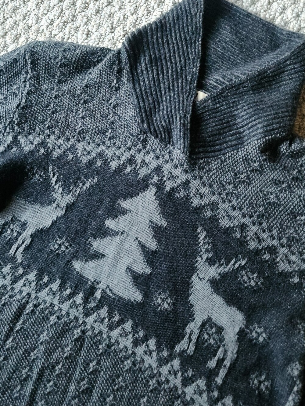 Woolrich Women's Dark Gray Nordic Turtleneck Reindeer Sweater